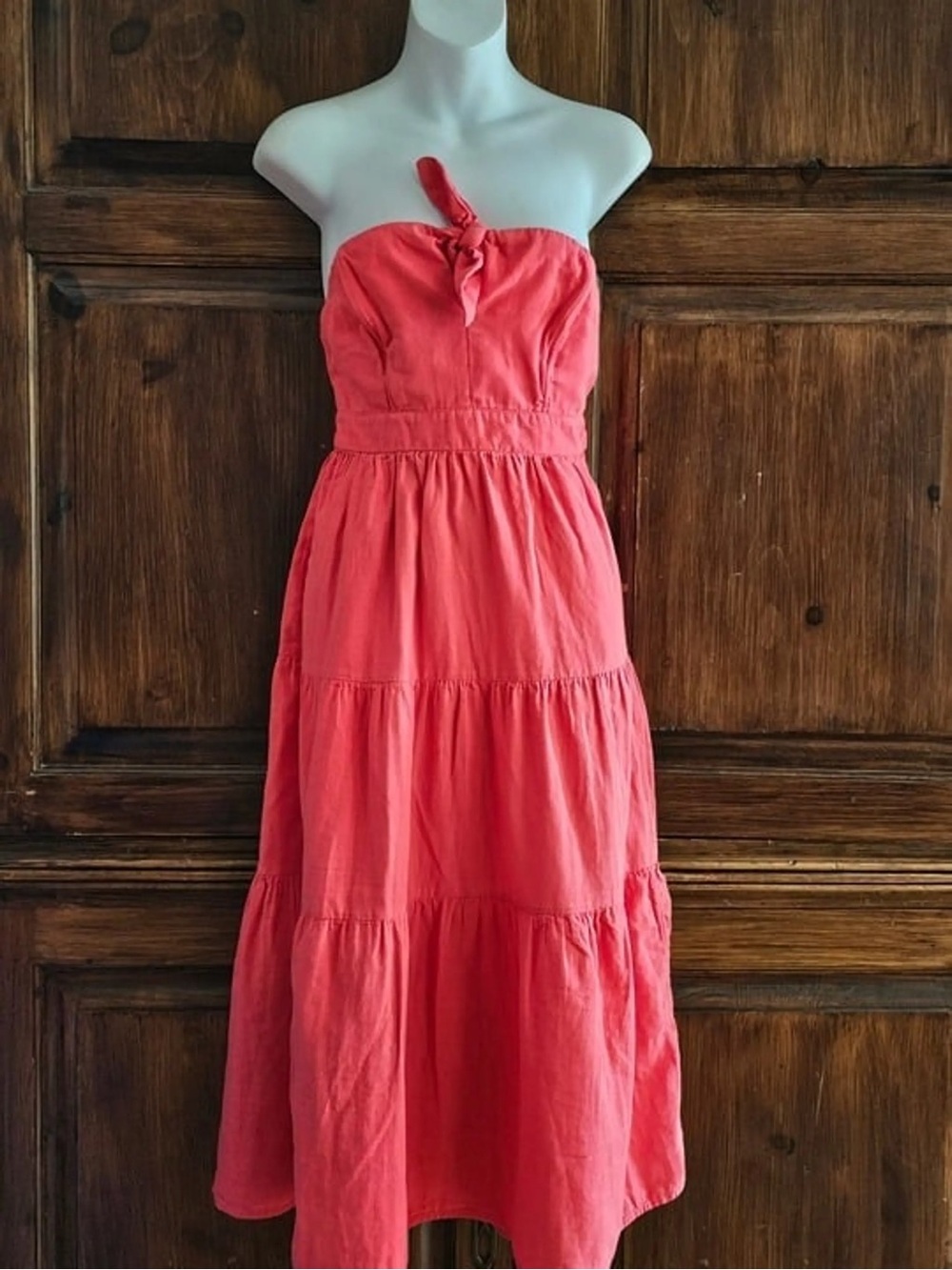 Universal Thread Coral One-Shoulder Tiered Maxi Dress